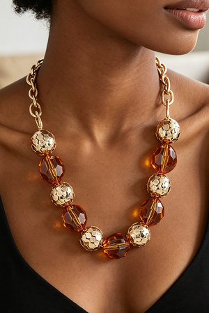 Multi Disco Crystal Beaded Chain Necklace