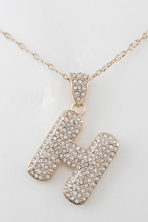 Rhinestone Embedded Initial Necklace