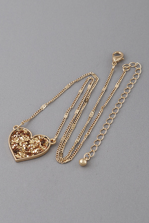 Glitter Heart Pendant Necklace