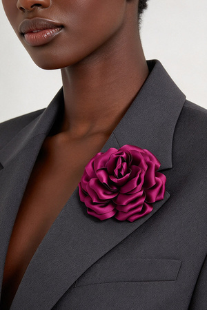 Solid Satin Fabric Rose Flower brooch Hair clip