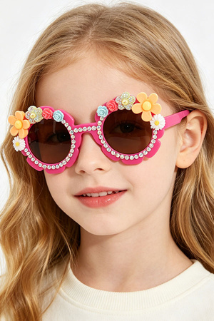 KIDS Cute Sparkling Rhinestone Flower Sunglasses