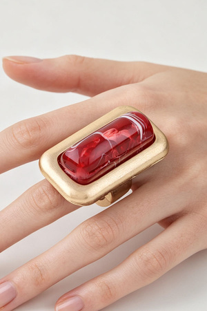 Marble Stone Matte Frame Statement Ring
