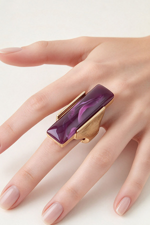 Elongated Resin Bar Statement Ring