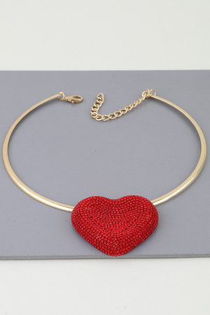 Bejeweled Heart Statement Choker Necklace