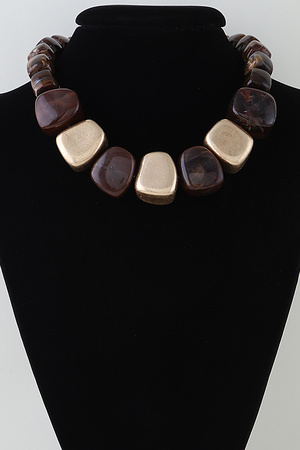 Multi Polished Stone Cubic Necklace