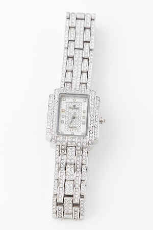 Fully Jeweled Cubic Chain Watch