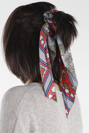 Patterned Silk Scarf Scrunchie