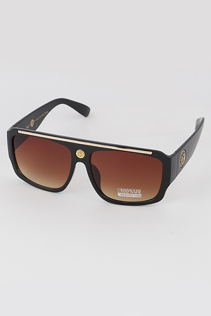 Lion Emblem Rectangular Sunglasses