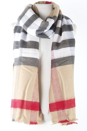 Two Toned Plaid Pattern Scarf