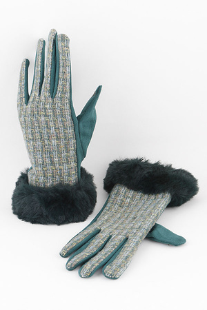 Fur Lined Plaid Gloves
