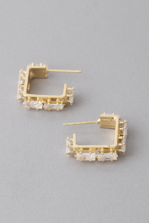 Bedazzled Square Huggie Earrings