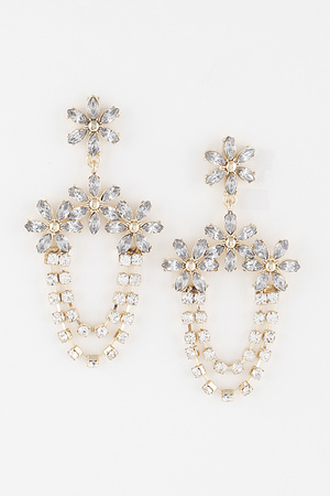 Rhinestone Flower Drop Earrings