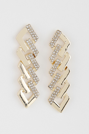 Jeweled Curb Chain Drop Earrings