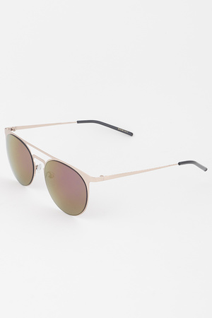 Reflective Round Aviator Sunglasses