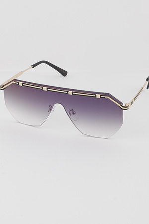 Unique Half Frame Shield Sunglasses