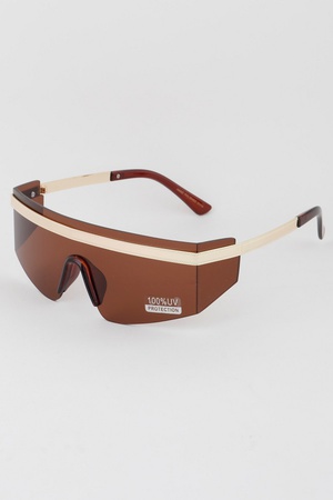 Metal Line Bar Shield Sunglasses