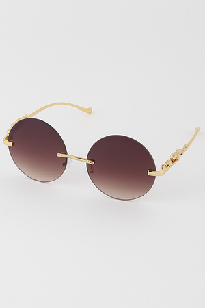 Simple N Rimless Round Sunglasses