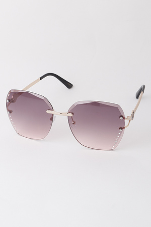 Rimless Jewel Drop Sunglasses