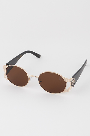Lion Emblem Round Sunglasses