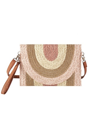 METALLIC LINED MULTI COLOR STRAW CLUTCH & CROSSBODY BAG.