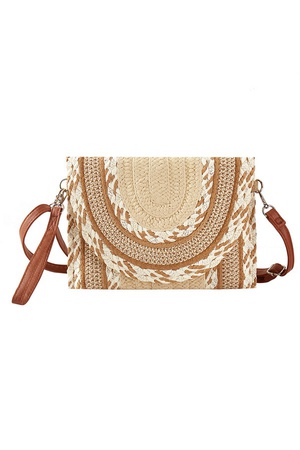 MULTI PATTERN STRAW CLUTCH & CROSSBODY BAG
