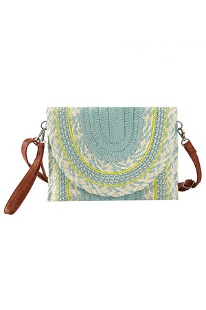 MULTI PATTERN STRAW CLUTCH & CROSSBODY BAG