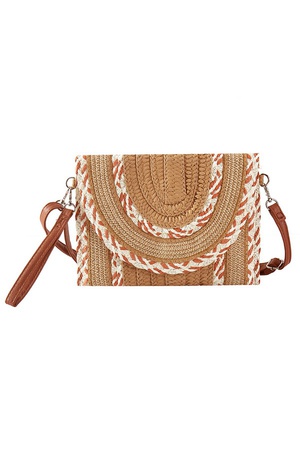 MULTI PATTERN STRAW CLUTCH & CROSSBODY BAG