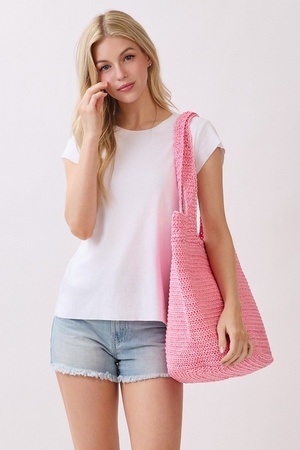 Round Bottom Handmade Strap Woven Straw Tote Bag