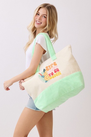 Sips About To Go Down Terry Tote