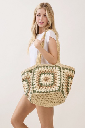 Vintage Granny Square Tote Bag