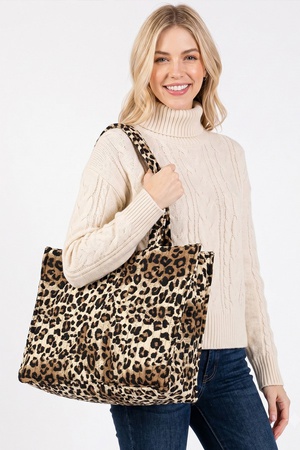 Leopard Print Puffer Quilted Shoulder Bag