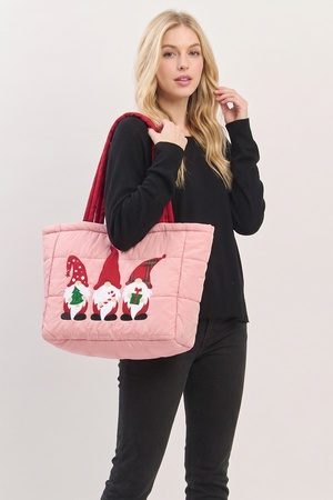 Three Gnomes Quilted Puffer Tote