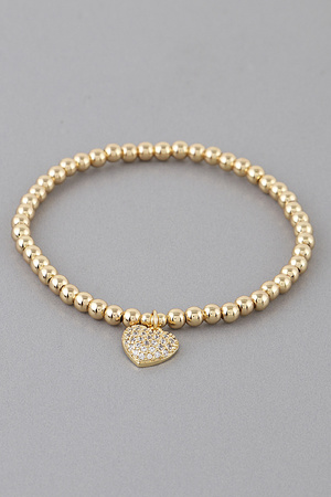 Bejeweled Heart Charm Bracelet