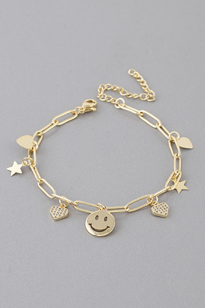 Smile Face Charm Chain Bracelet