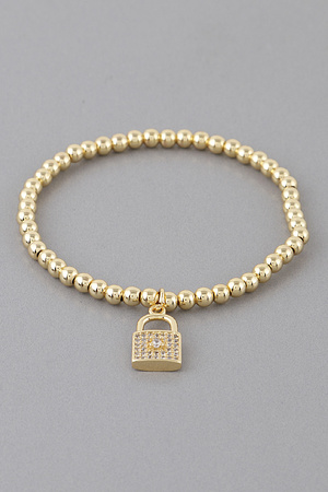 Bejeweled Lock Charm Bracelet