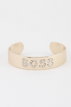 Jeweled BOSS Cuff Bracelet