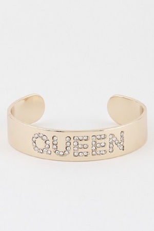 Jeweled QUEEN Cuff Bracelet