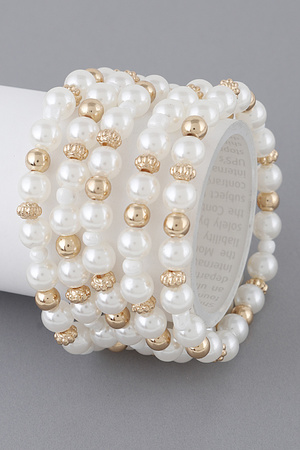 Metal N Pearl Beads Bracelet