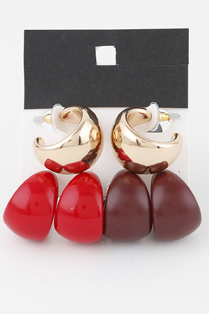 Bulky Hoop Earrings Set