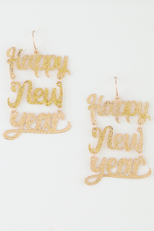 Happy New Year Sparkling Drop Earrings
