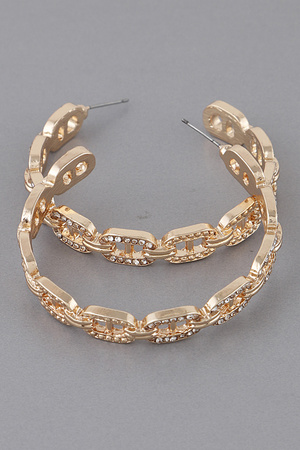Rhinestone Chain Hoop Earrings