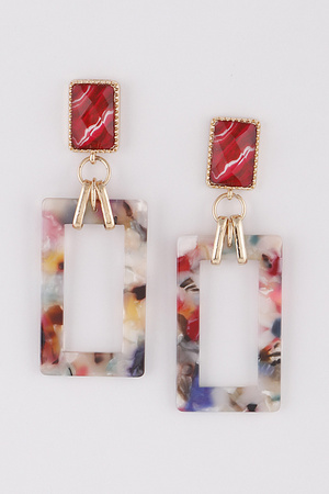 Open Marbled Square Earrings