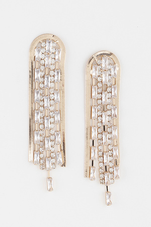 Jewel Crystal Frame Drop Earrings