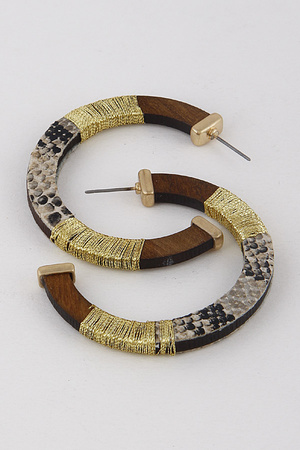 Thread Lined Snakeskin Hoop Earrings 9IBA5