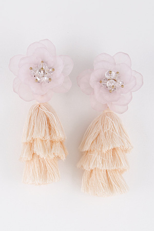 Lovely Flower & Linked Tassel Earrings 8FAC1