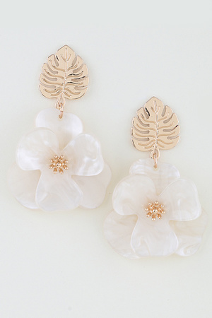 Stone Flower Leaf Drop Earrings