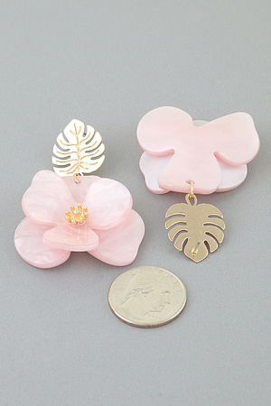 Marble Stone Flower Drop Earrings