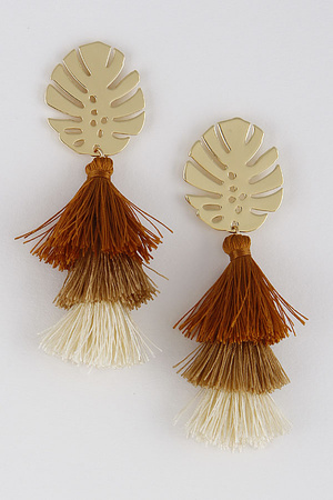 Metal Leaf Tassel Earrings 9EBF8
