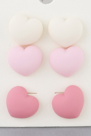Pastel Heart Stud Earrings Set