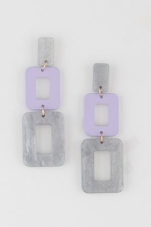Two Toned Square Drop Earrings